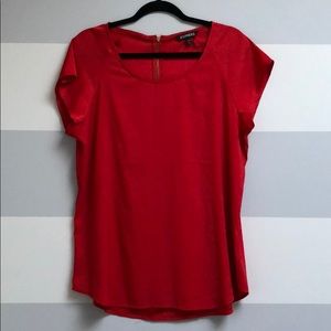 Express Red Satin Top with Zippered Back